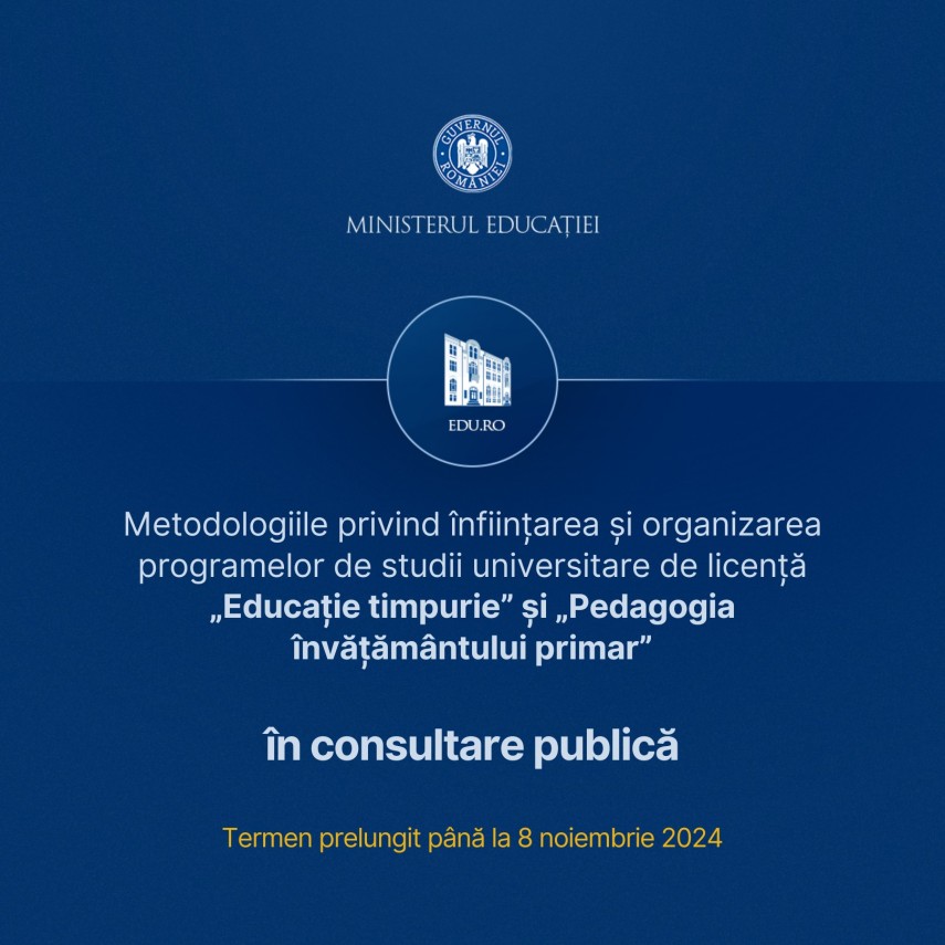 termen prelungit pentru consultarea publica a metodologiilor privind programele educatie timpurie si pedagogia invatamantului primar 671b939075eeb