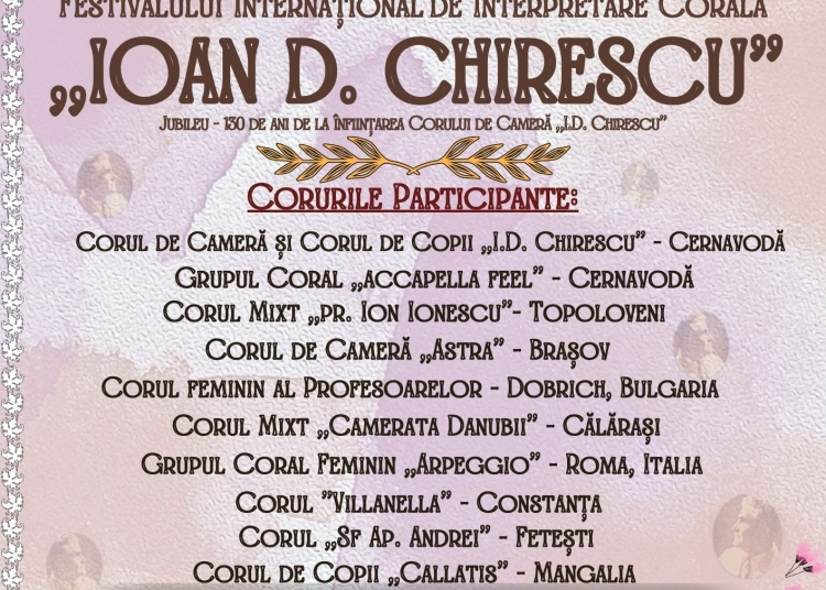 primaria cernavoda festivalul international de interpretare corala ioan d chirescu 130 de ani de la infiintarea corului de camera 680f42db8f916
