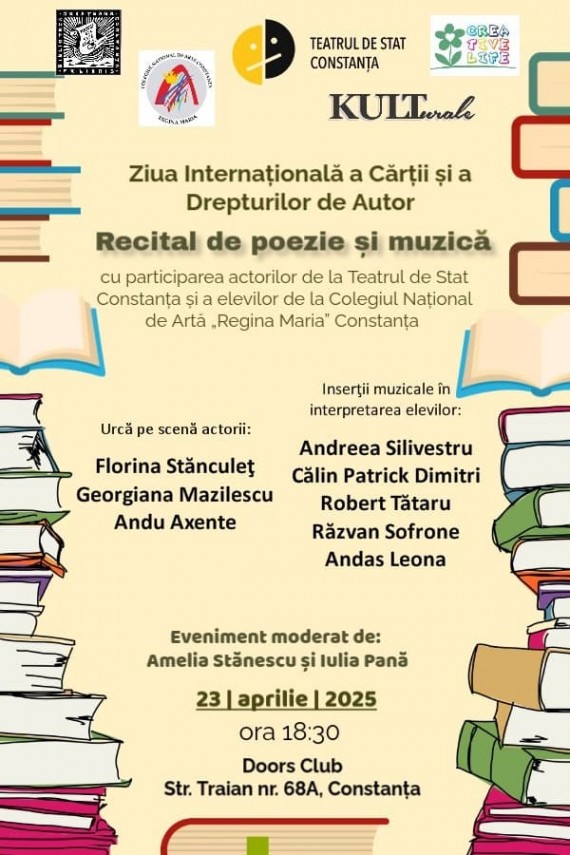 spectacol de recitare si muzica de ziua internationala a cartii si a drepturilor de autor la doors club constanta iata cand va avea loc 67ff91cada139