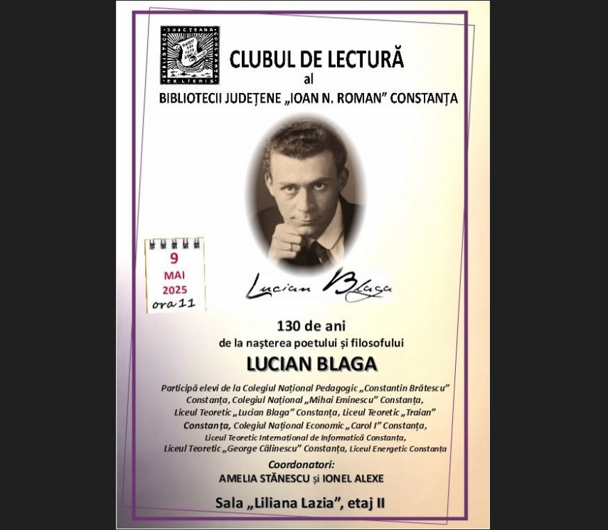 o noua editie a clubului de lectura la biblioteca judeteana constanta opera lui lucian blaga in prim plan 681b10a648a90