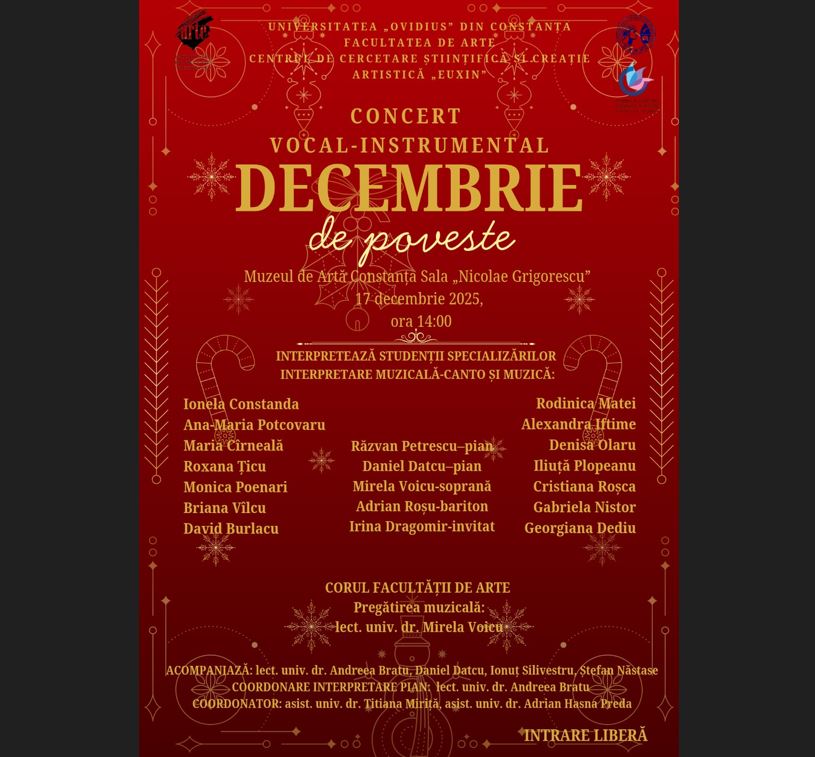 concertul decembrie de poveste este sustinut de facultatea de arte a universitatii ovidius la muzeul de arta constanta 69417a38bf268