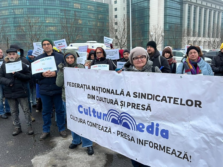sindicalistii lucratorilor din muzee constanta in protest in fata ministerului culturii 69776850e37e2