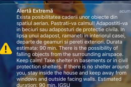 alerta ro alert emisa in tulcea din cauza unor posibile obiecte cazute din spatiul aerian 69a13d74483ca