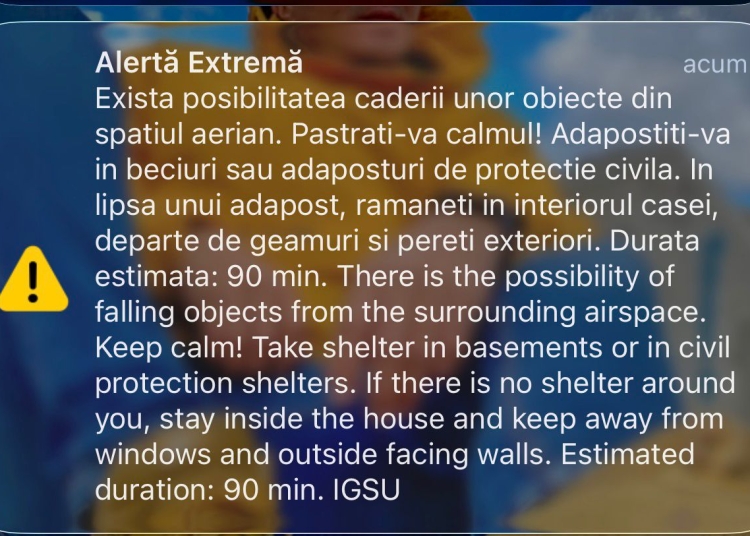 alerta ro alert emisa in tulcea din cauza unor posibile obiecte cazute din spatiul aerian 69a13d74483ca
