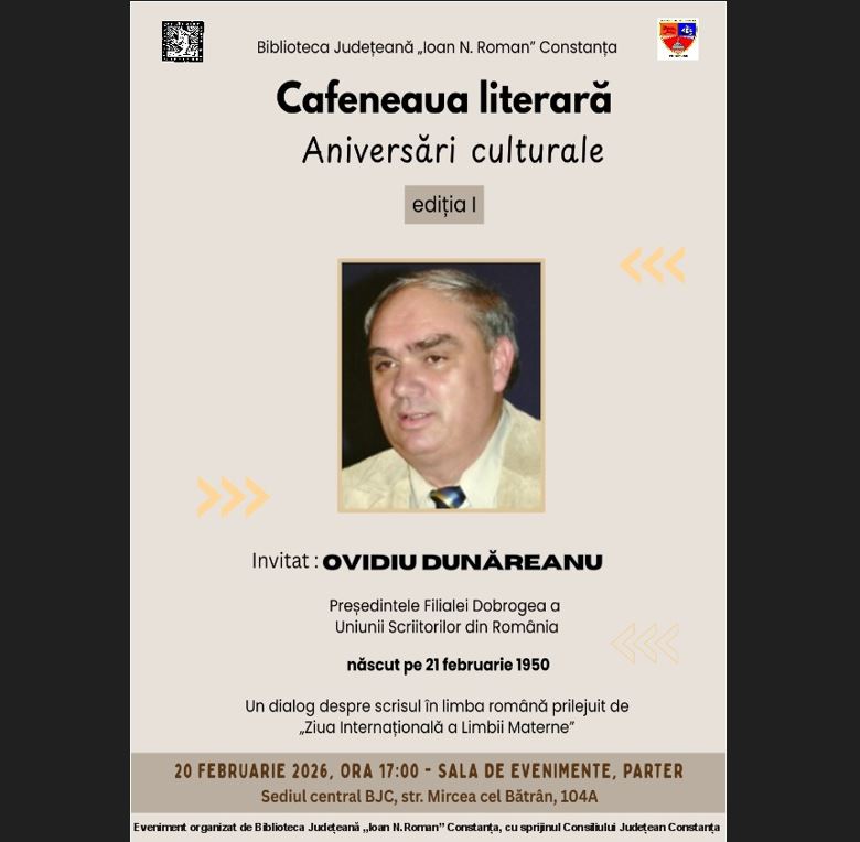 biblioteca judeteana constanta lanseaza un nou proiect scriitorul ovidiu dunareanu invitat la prima editie 699585d9649c0