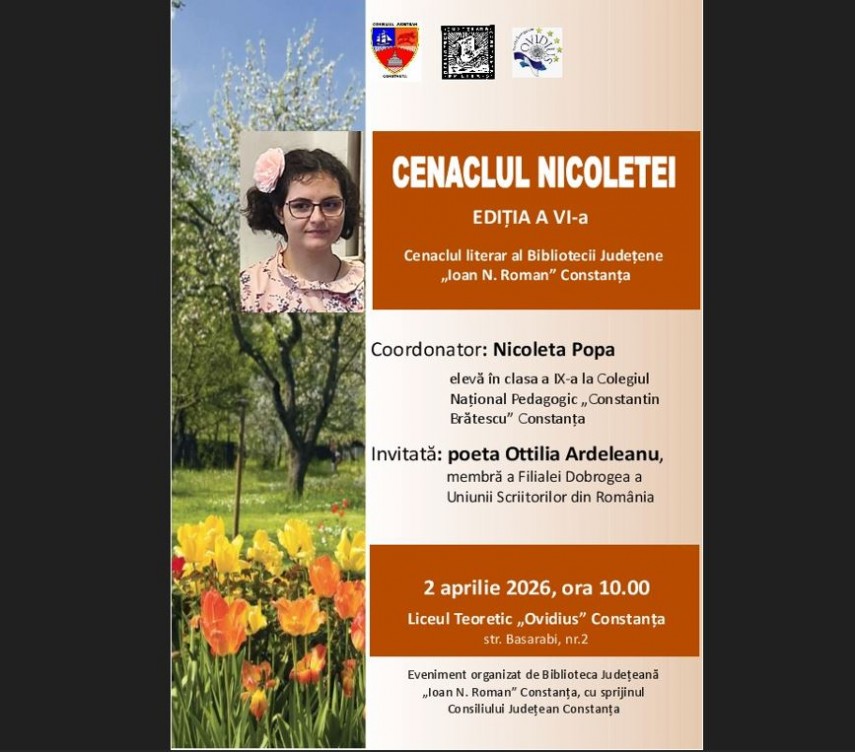 biblioteca judeteana constanta organizeaza o noua editie a proiectului cenaclul nicoletei invitata este ottilia ardeleanu 69cbecd10a315