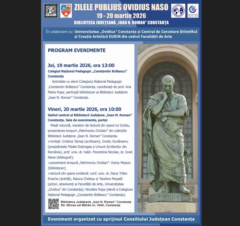 biblioteca judeteana ioan n roman constanta il omagiaza pe poetul publius ovidius naso ce activitati sunt pregatite 69b9e36b78059